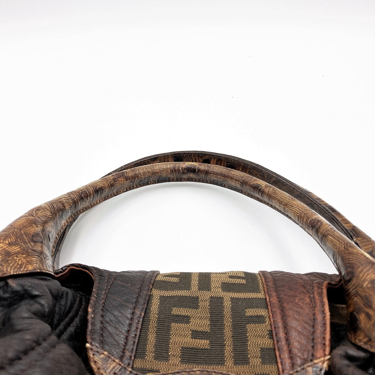 Fendi 8BR511 Spy Bag Handbag in Vintage Zucca Canvas and Leather, Brown