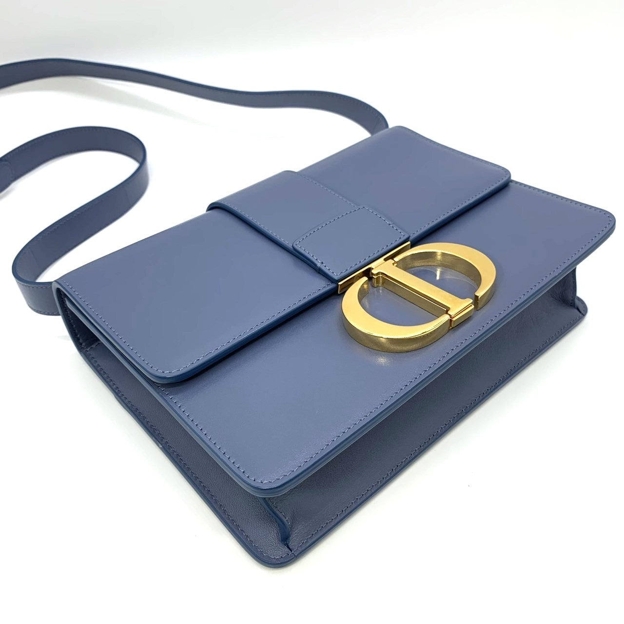 Christian Dior 30 Montaigne Crossbody Shoulder Bag in Blue Leather