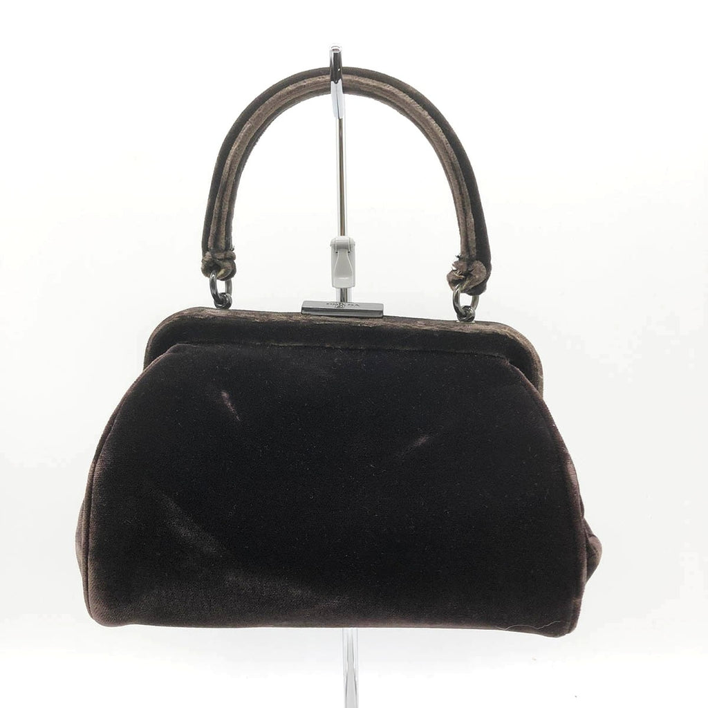 Prada handbag, brown velour with clasp closure