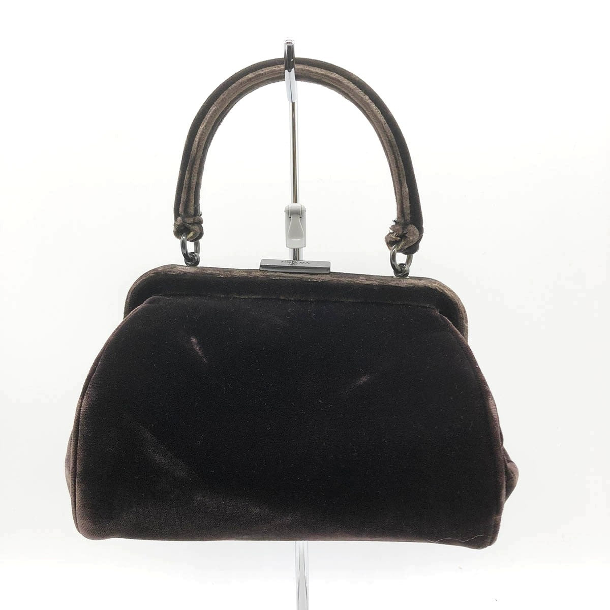 Prada handbag, brown velour with clasp closure