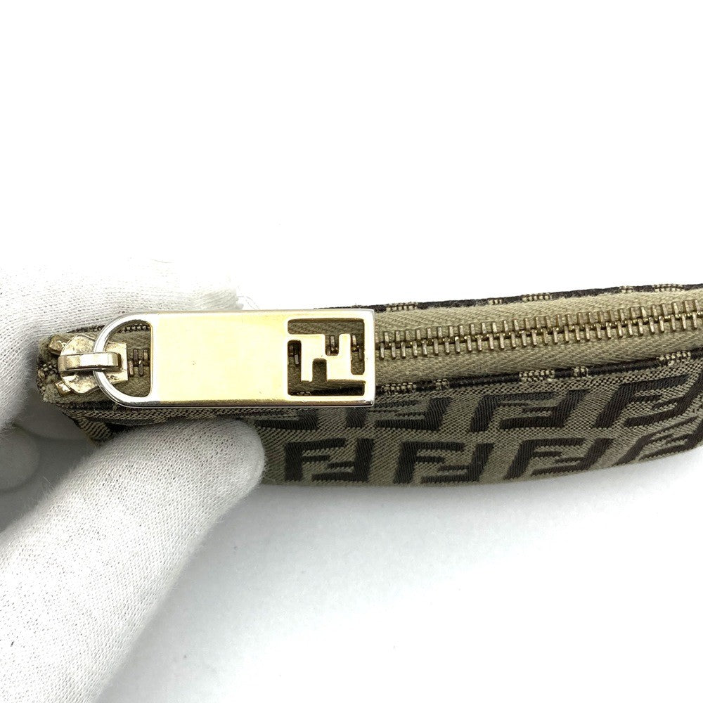 Fendi Zucchino Coin Case with Keychain CA1611916 Canvas Brown/Yellow
