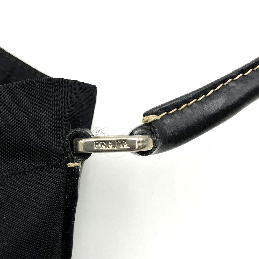 Prada handbag tote bag with triangle logo in nylon/leather, black