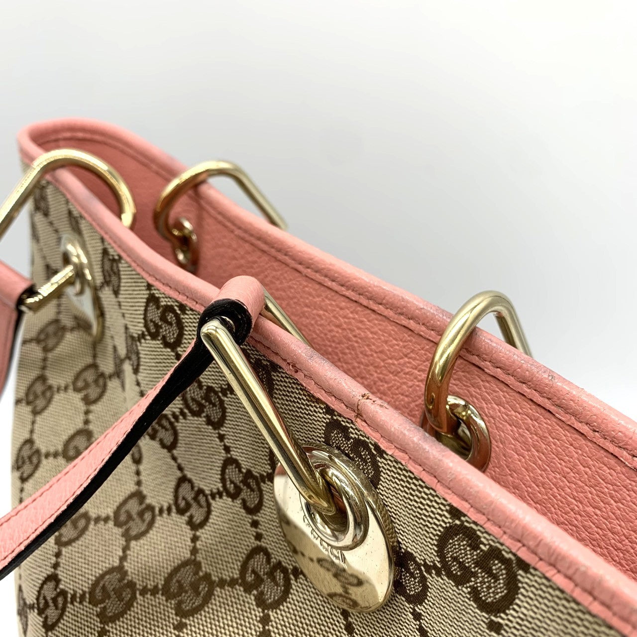 Gucci 120840 Tote Bag in Beige/Pink GG Canvas/Leather