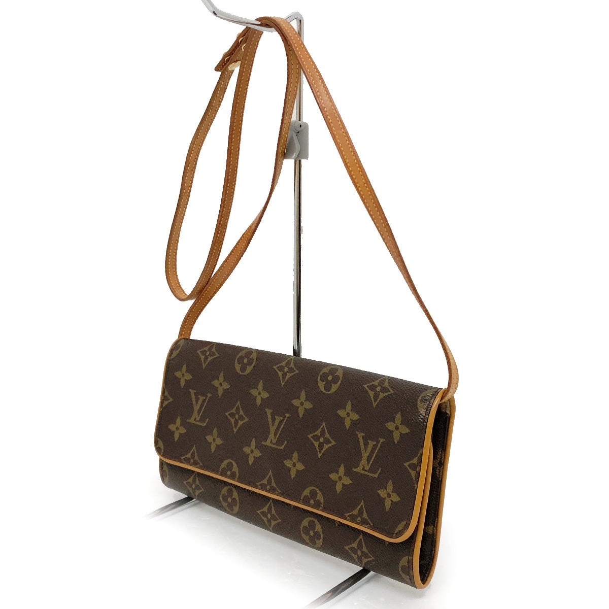 Louis Vuitton M51852 Pochette Twin GM Monogram Shoulder Bag, Crossbody, Ebene/Brown Monogram Canvas/Leather