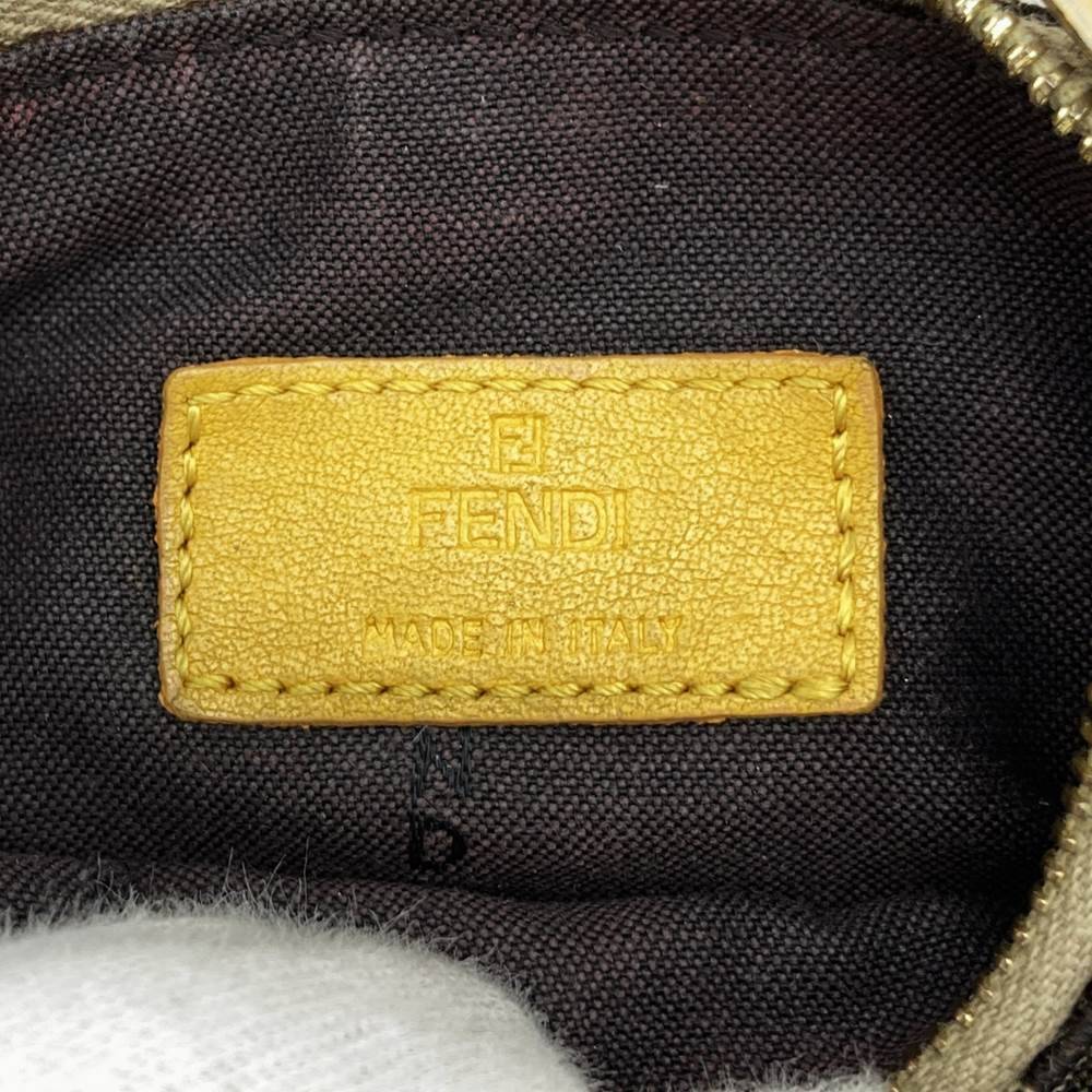 Fendi Zucchino Coin Case with Keychain CA1611916 Canvas Brown/Yellow