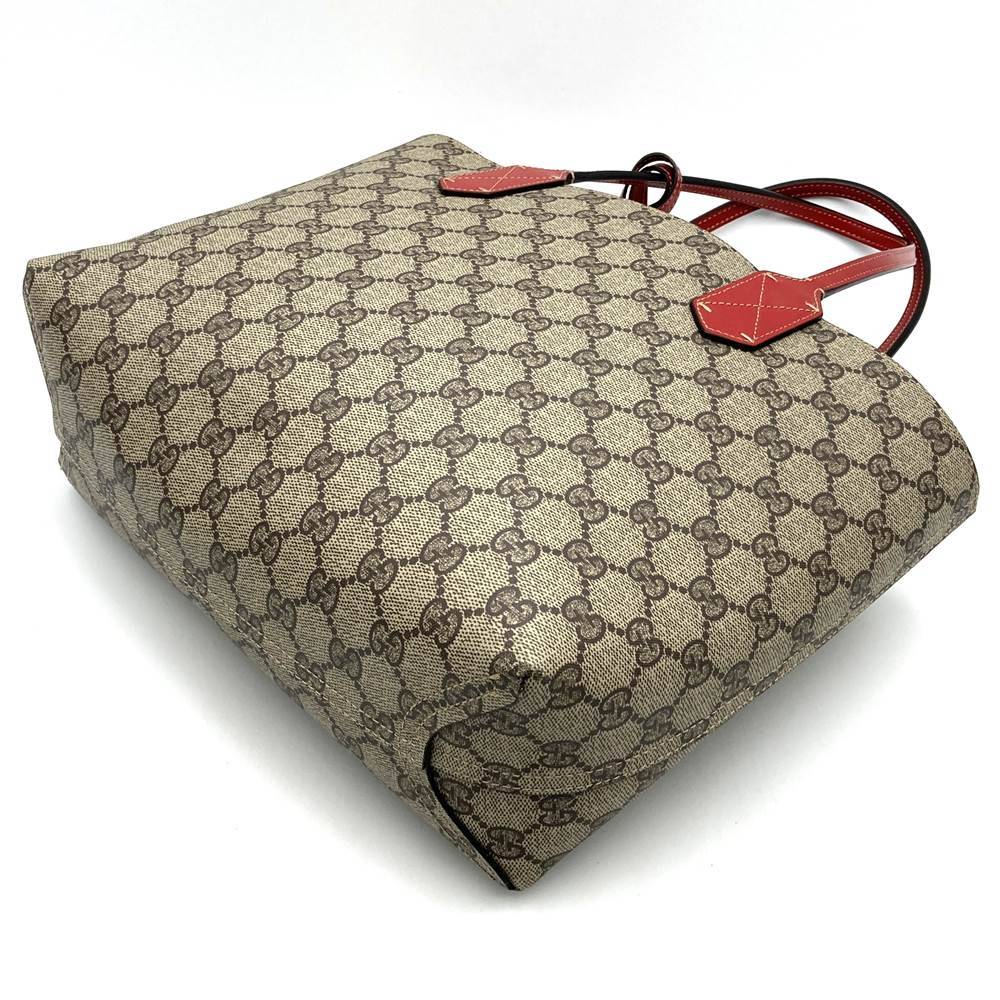 Gucci 372613 Reversible Tote Bag in Red, Brown, PVC and Leather