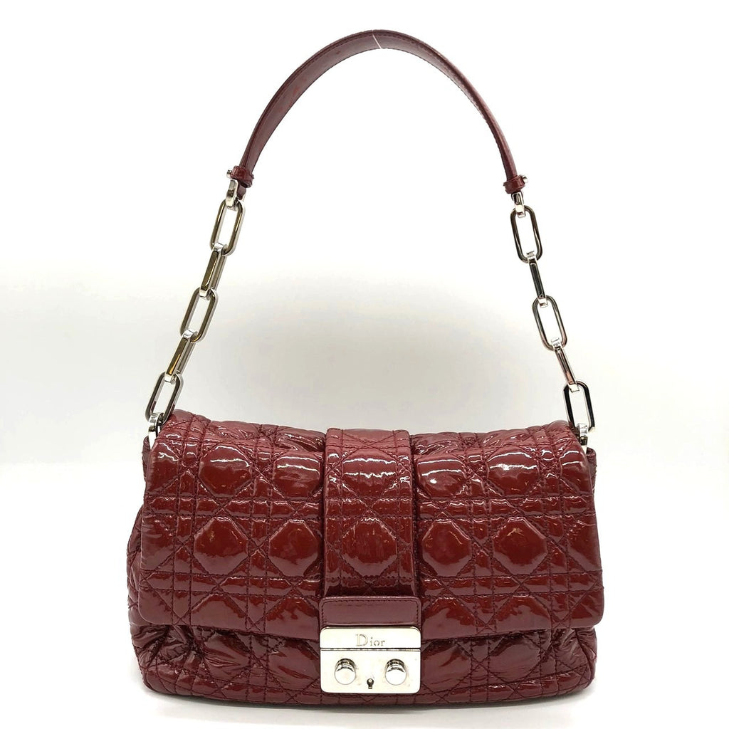 Dior Cannage Chain Shoulder Bag Handbag in Red Enamel/Leather