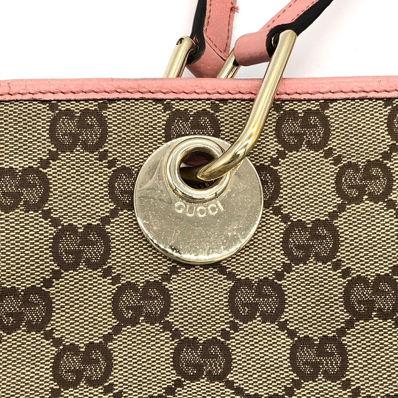Gucci 120840 Tote Bag in Beige/Pink GG Canvas/Leather
