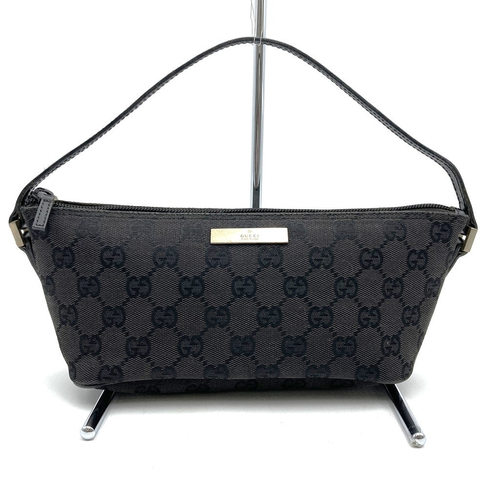 Gucci 039 1103 Handbag Accessory Pouch Black GG Canvas Brand High-End Brand
