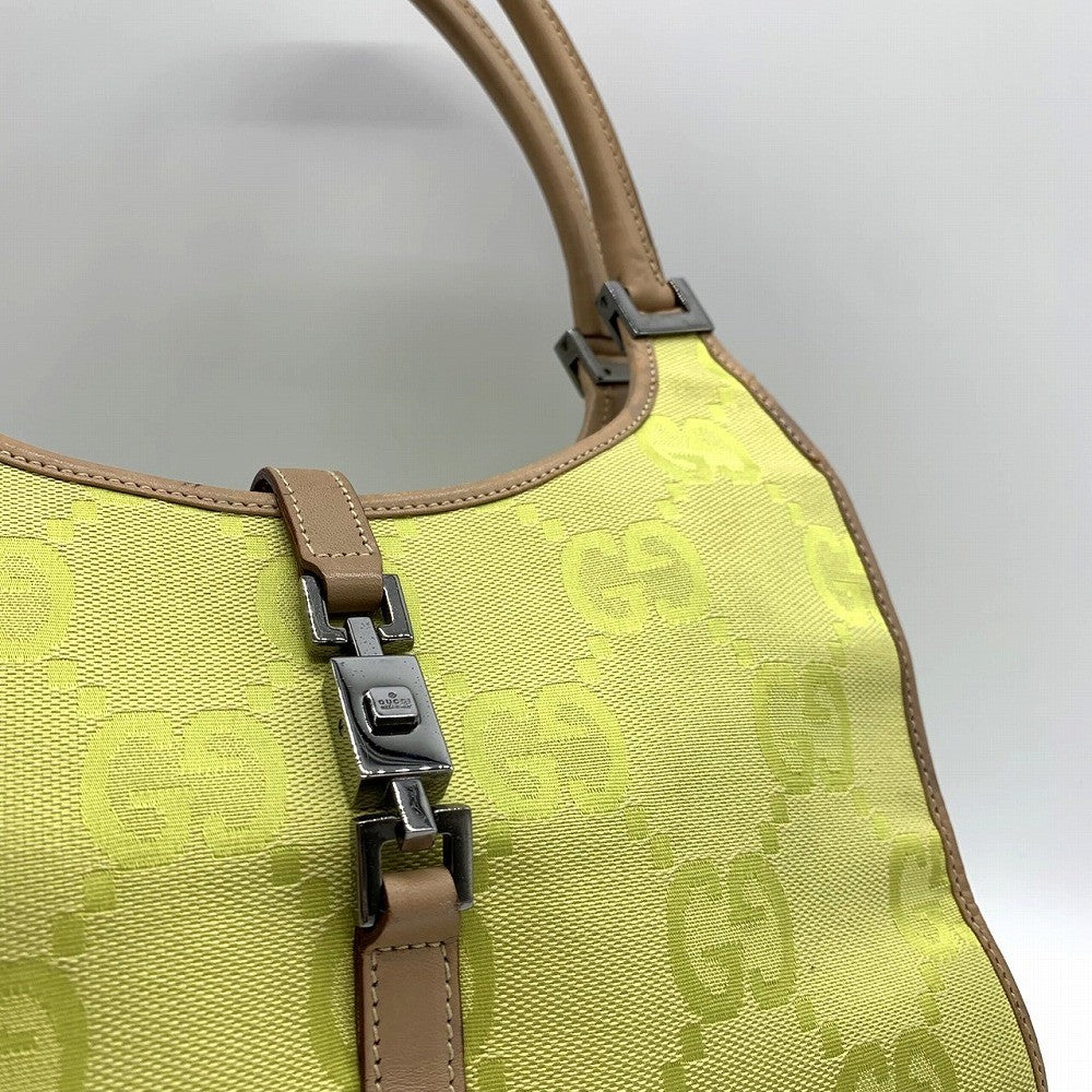 Pre-owned Gucci 002 1068 Jackie Shoulder Bag, Mini Bag, Slim, Yellow/Beige, GG Canvas and Leather.