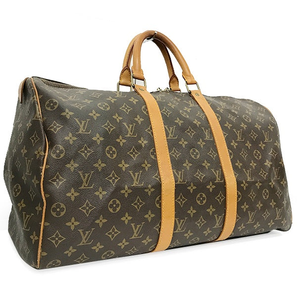 Louis Vuitton M41426/Keepall 50 Boston Bag in Monogram Canvas/Leather Ebene/Brown, Unisex