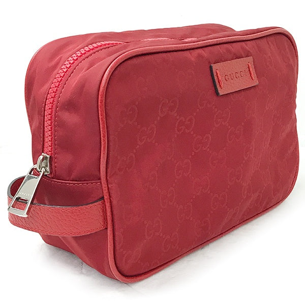 Pre-owned Gucci 510338 GG Line Second Bag Pouch in Red Nylon/Leather