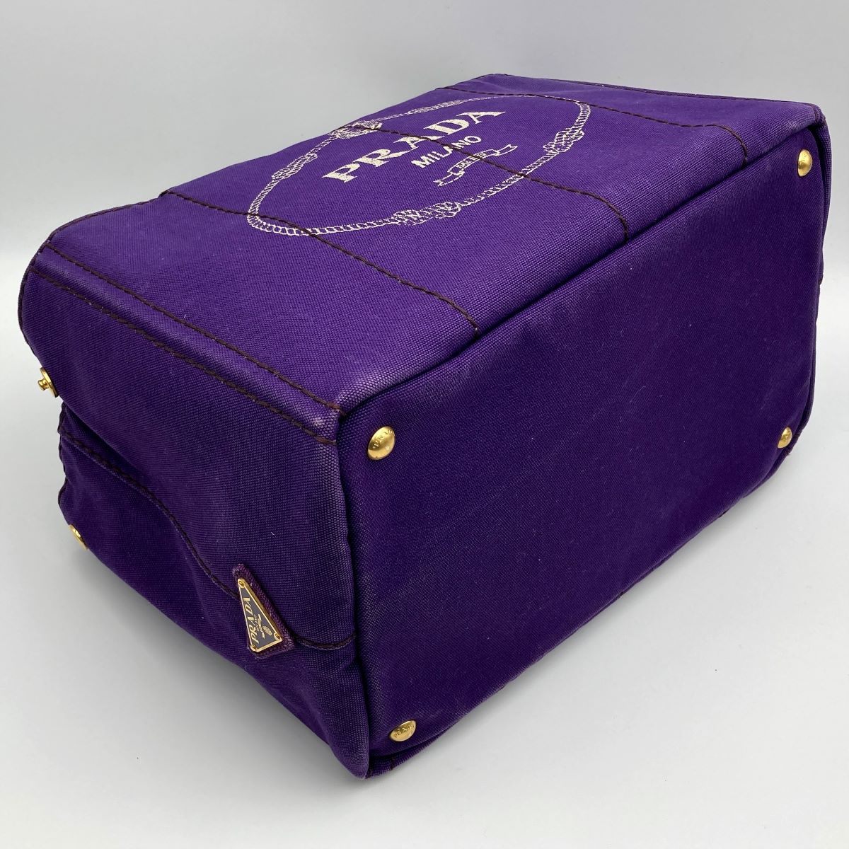 Prada BN1872 Canapa Large Tote Bag Handbag in Denim Purple