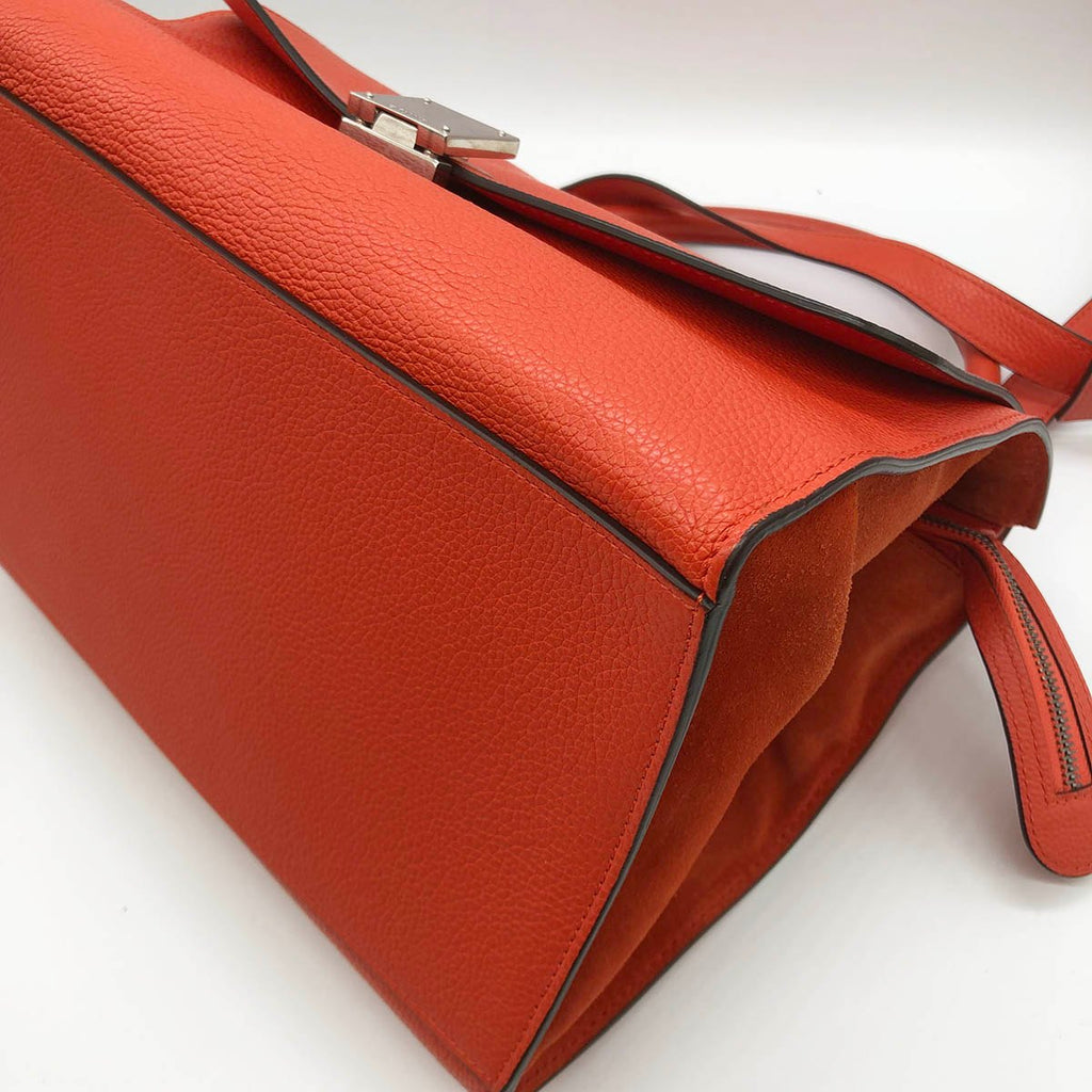 Celine Trapeze Medium 2-Way Handbag/Shoulder Bag Leather Red/Orange