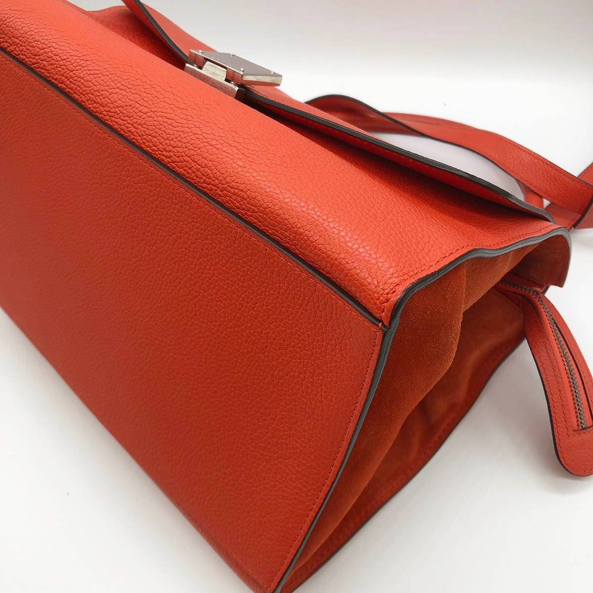 Celine Trapeze Medium 2-Way Handbag/Shoulder Bag Leather Red/Orange