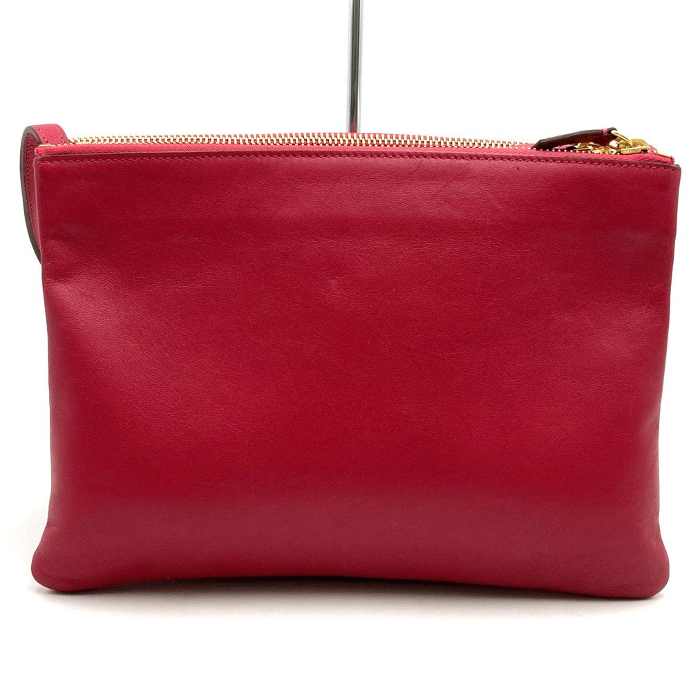 Celine Trio Shoulder Bag 0154, Crossbody, Dark Pink and Red Leather, High-End Brand