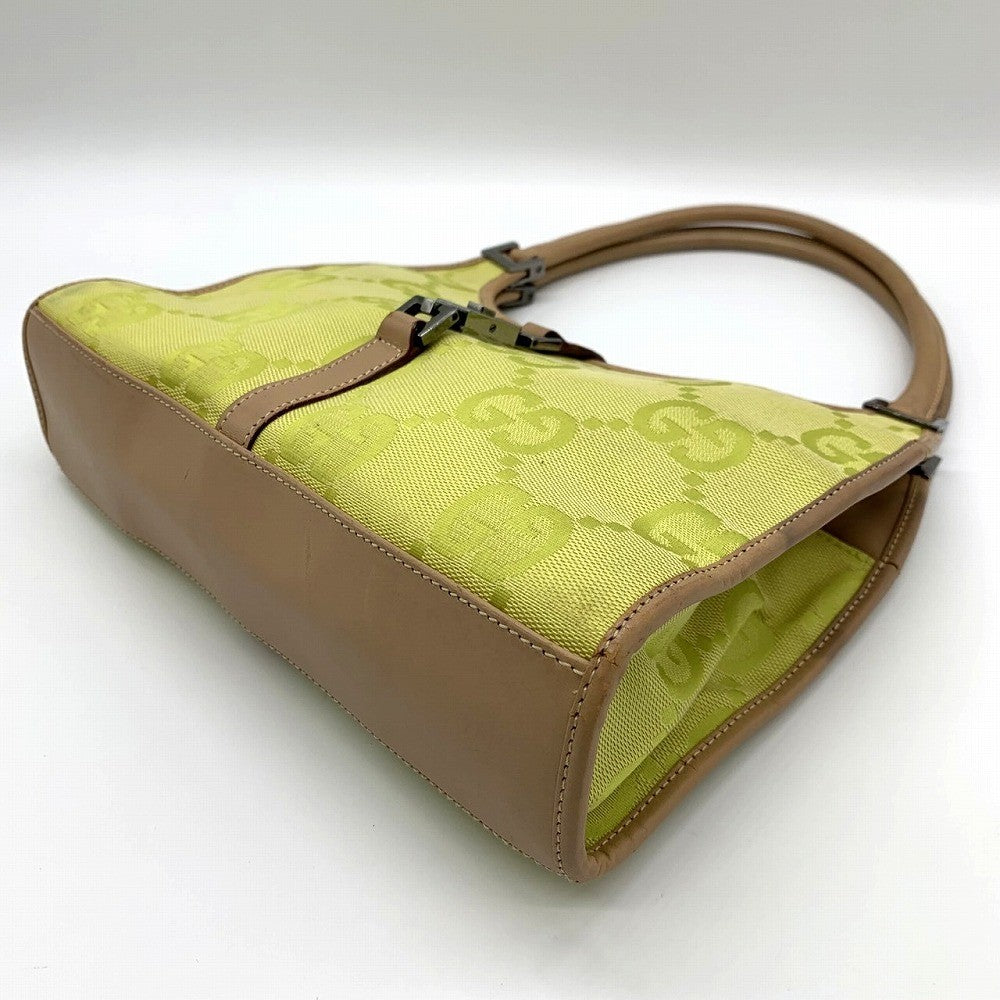 Pre-owned Gucci 002 1068 Jackie Shoulder Bag, Mini Bag, Slim, Yellow/Beige, GG Canvas and Leather.