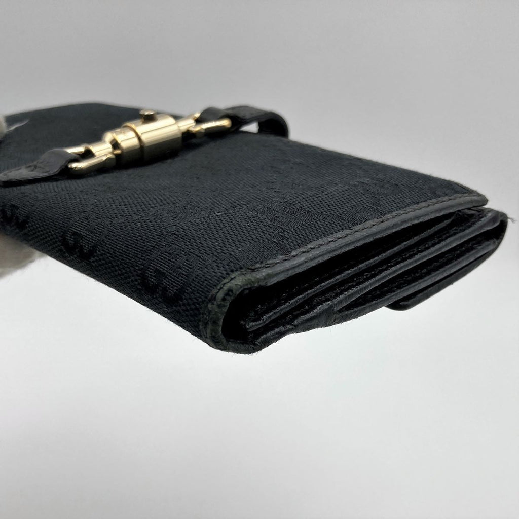 Gucci 141430 New Jackie GG Canvas Long Wallet in Black