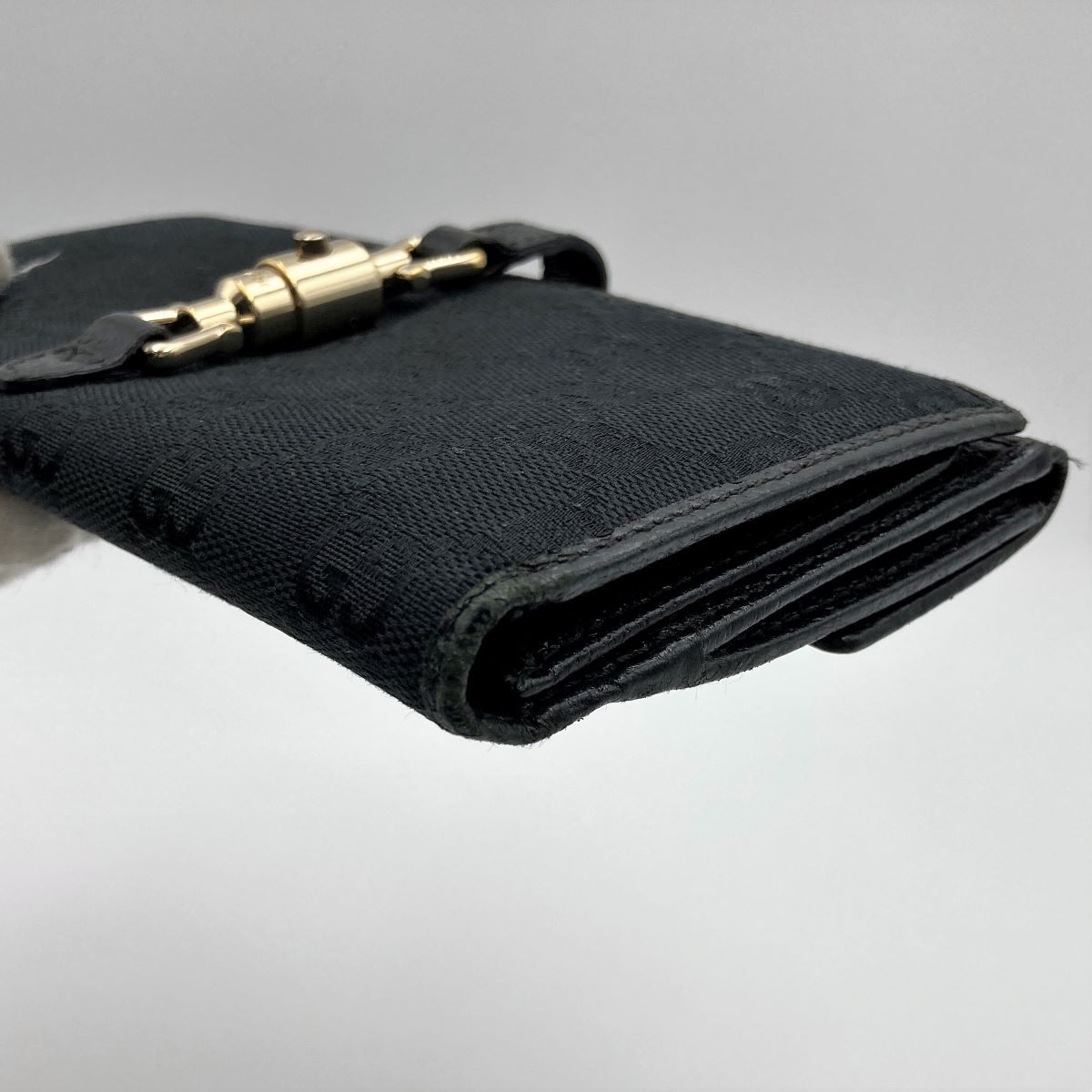 Gucci 141430 New Jackie GG Canvas Long Wallet in Black
