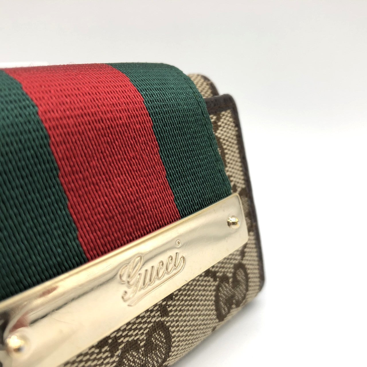 Gucci 181673 Key Case, Brown GG Canvas/Leather, Sherry Line