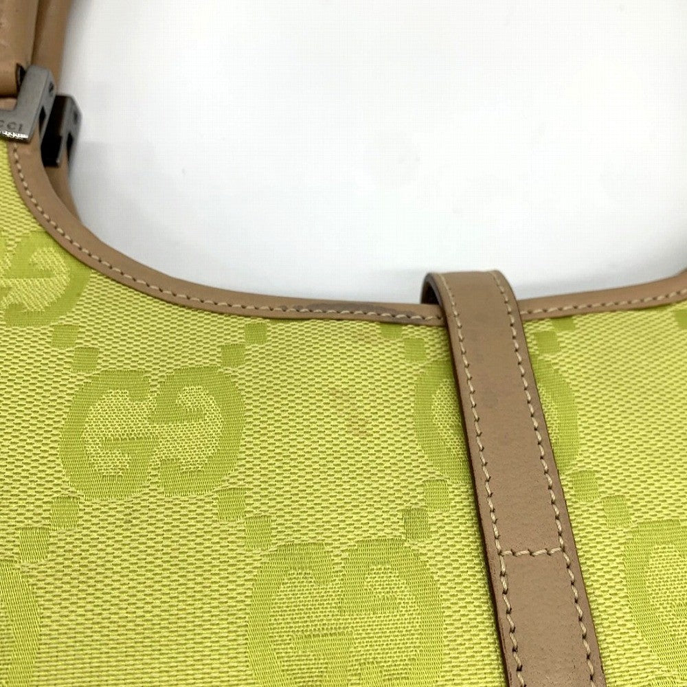 Pre-owned Gucci 002 1068 Jackie Shoulder Bag, Mini Bag, Slim, Yellow/Beige, GG Canvas and Leather.