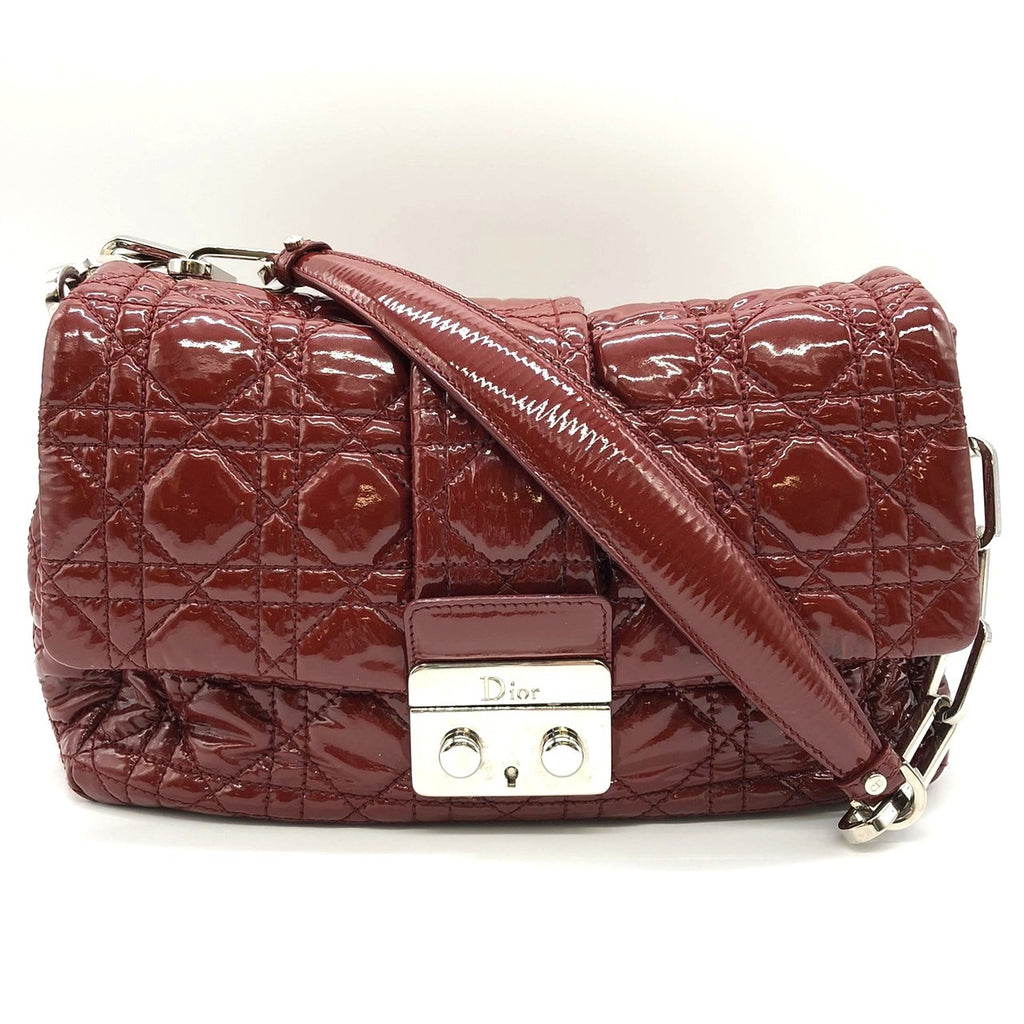 Dior Cannage Chain Shoulder Bag Handbag in Red Enamel/Leather