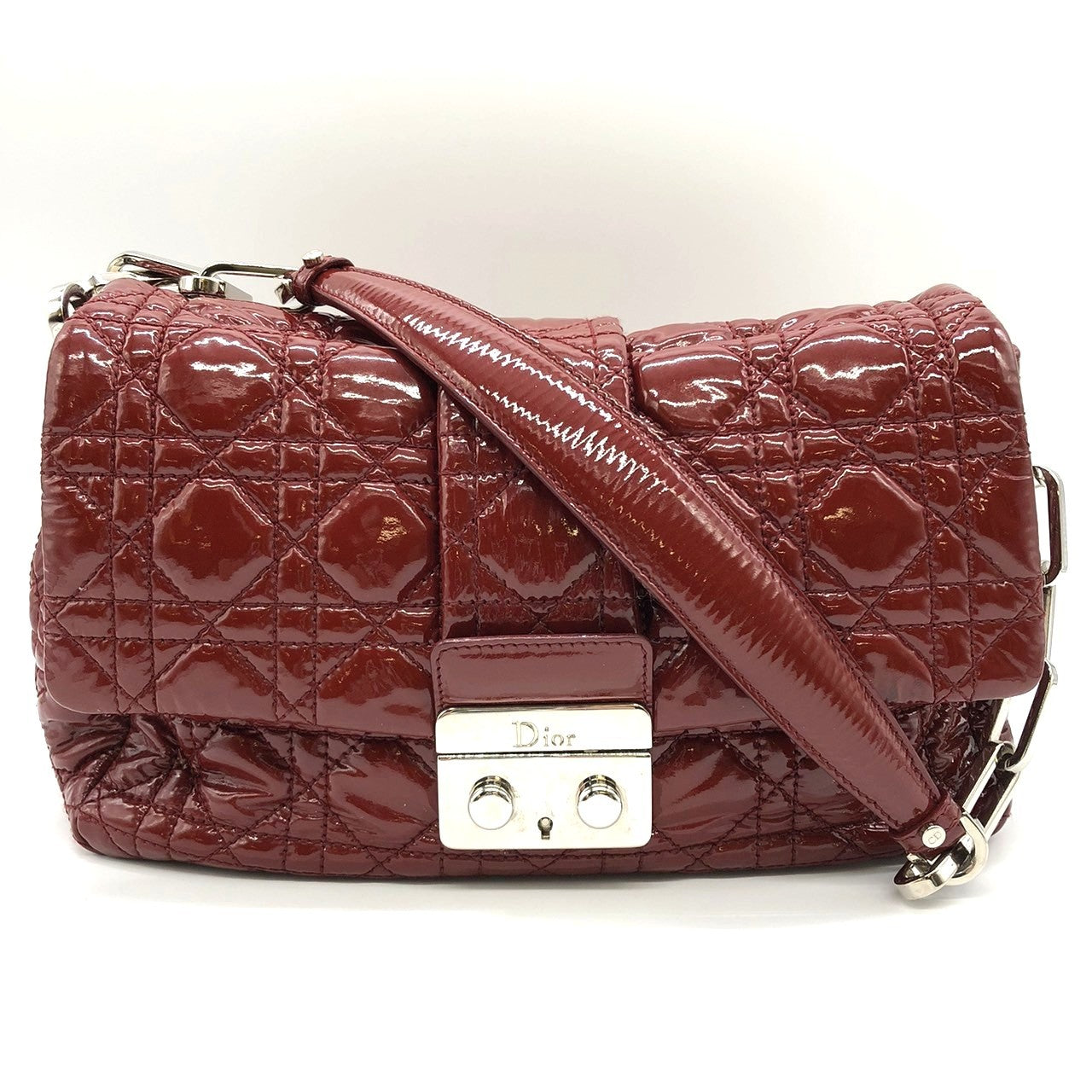Dior Cannage Chain Shoulder Bag Handbag in Red Enamel/Leather