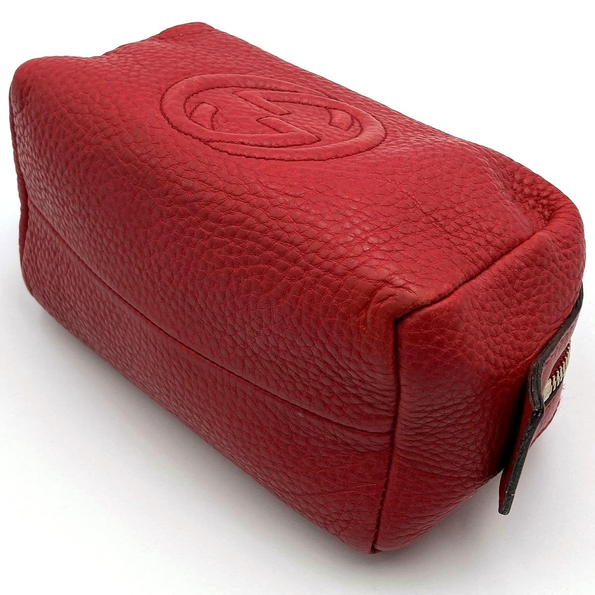 Gucci 308636 Soho Pouch with Tassel and Interlocking G in Red Calfskin Leather