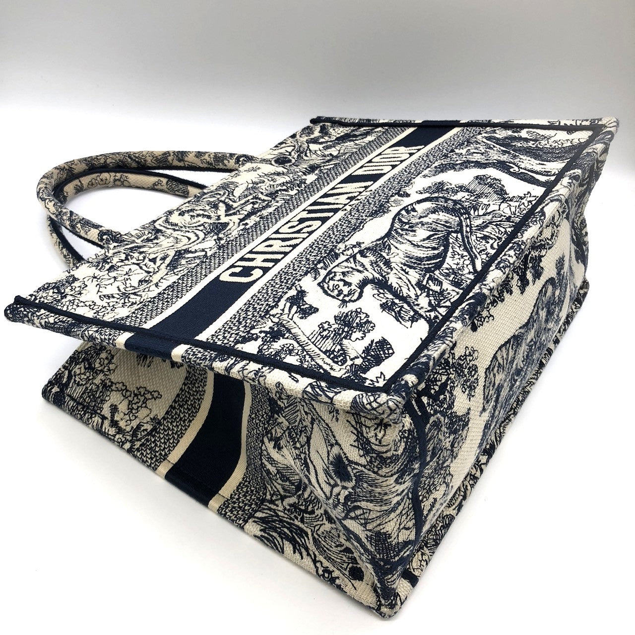 Christian Dior Book Tote Medium Toile de Jouy Sauvage Tote Bag in Navy Blue Tiger Canvas