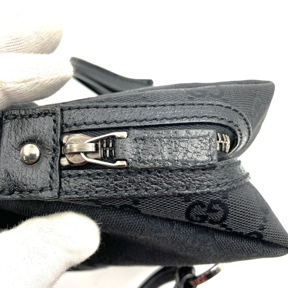 Gucci 113009 Handbag Black GG Canvas/Leather Luxury Brand