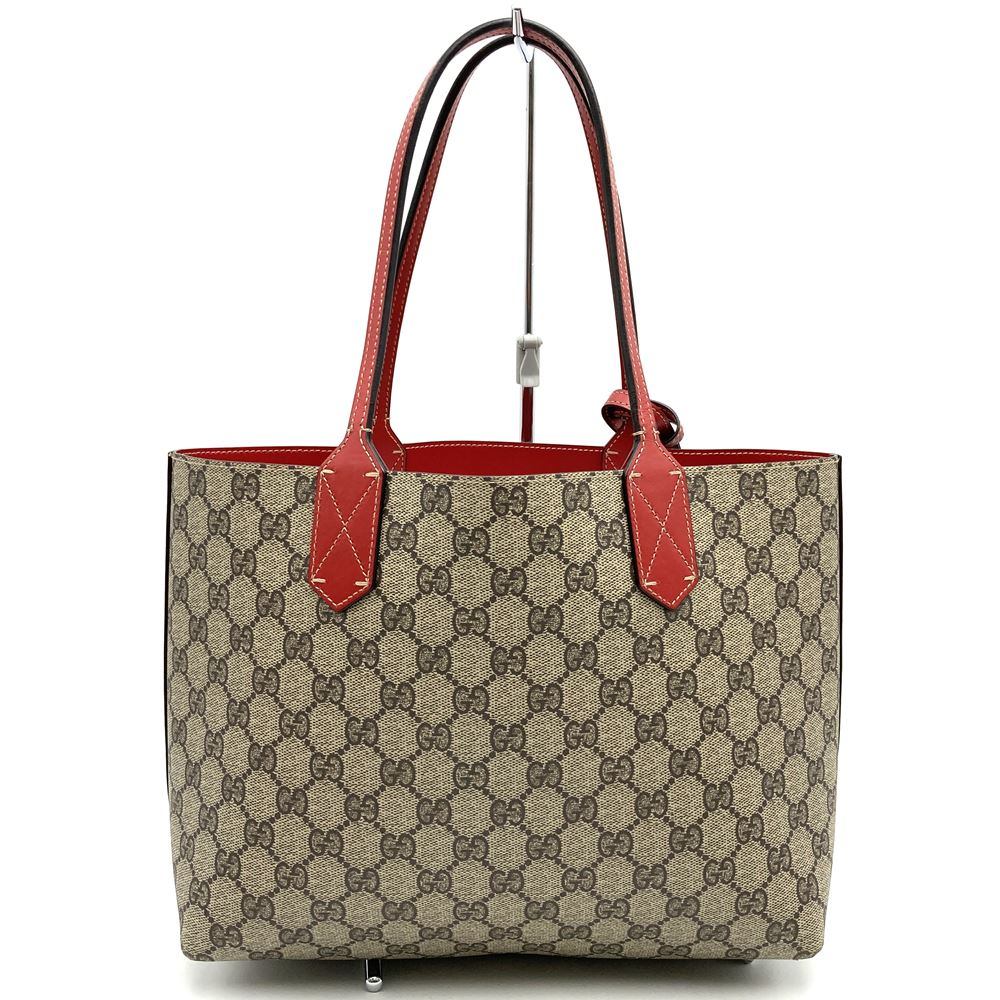 Gucci 372613 Reversible Tote Bag in Red, Brown, PVC and Leather