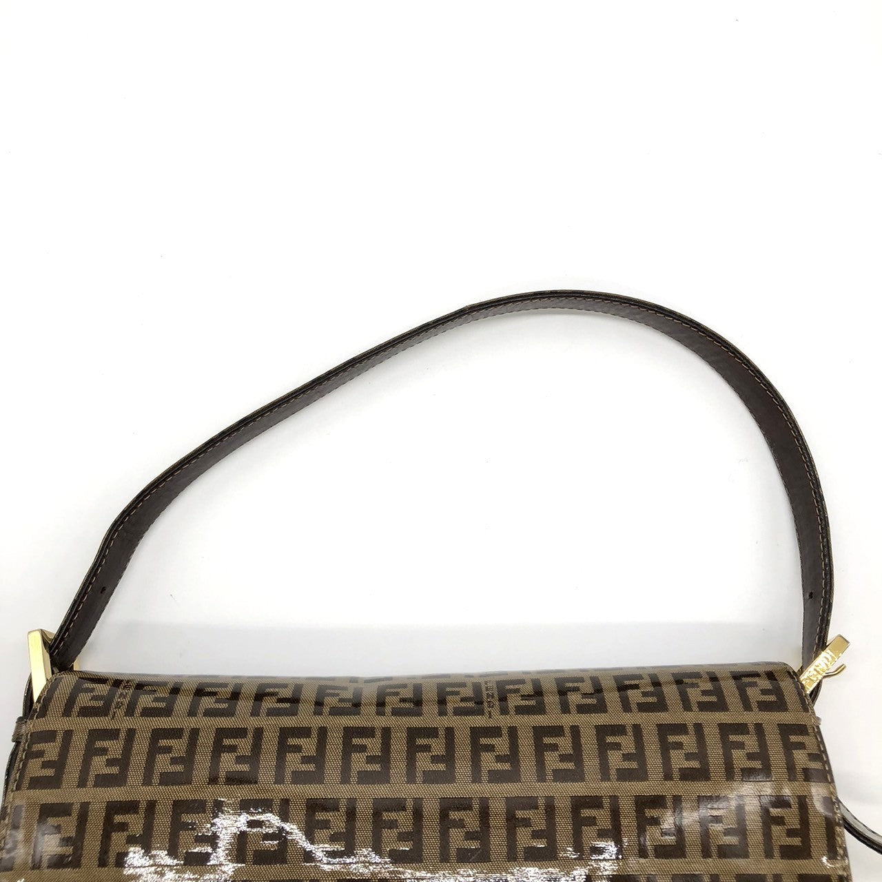 Fendi Mamma Baguette Shoulder Bag in Brown Nylon/Leather with Zucchino Print
