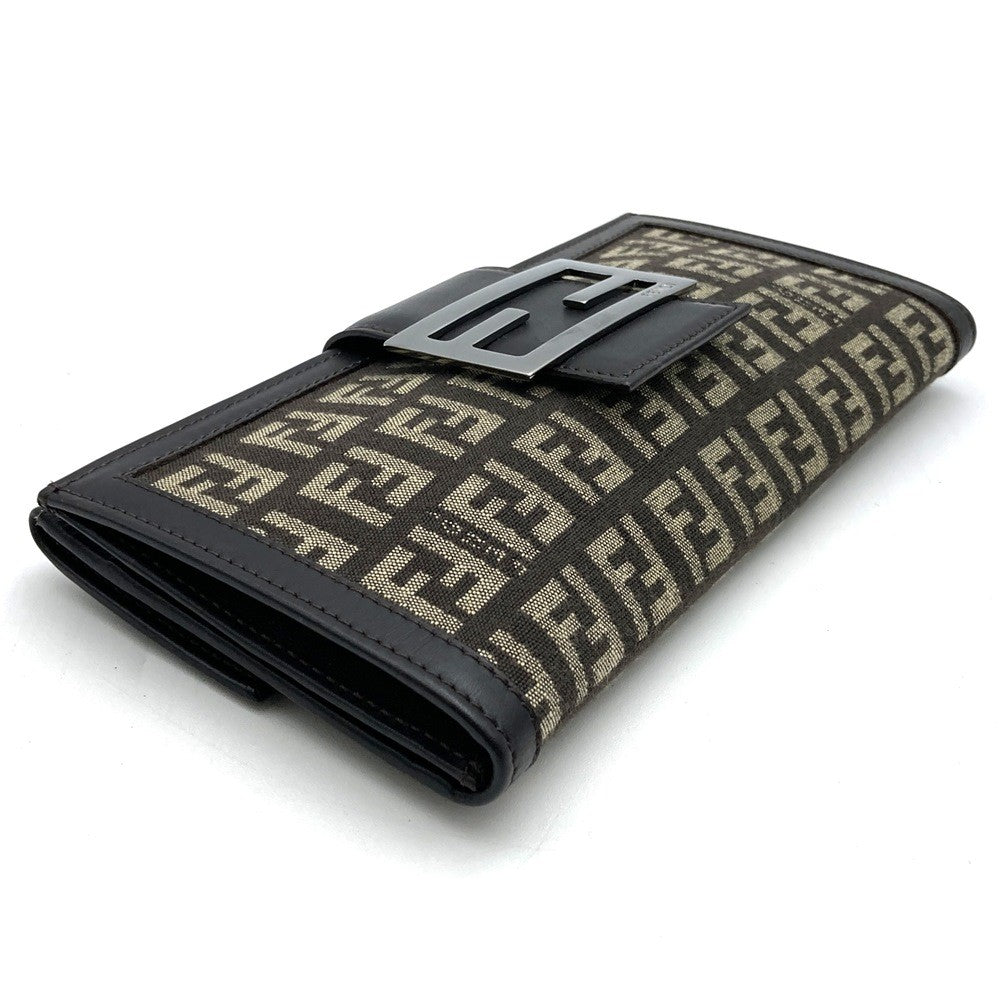 Fendi Zucchino 8M0032 Long Wallet in FF Pattern Canvas, Dark Brown