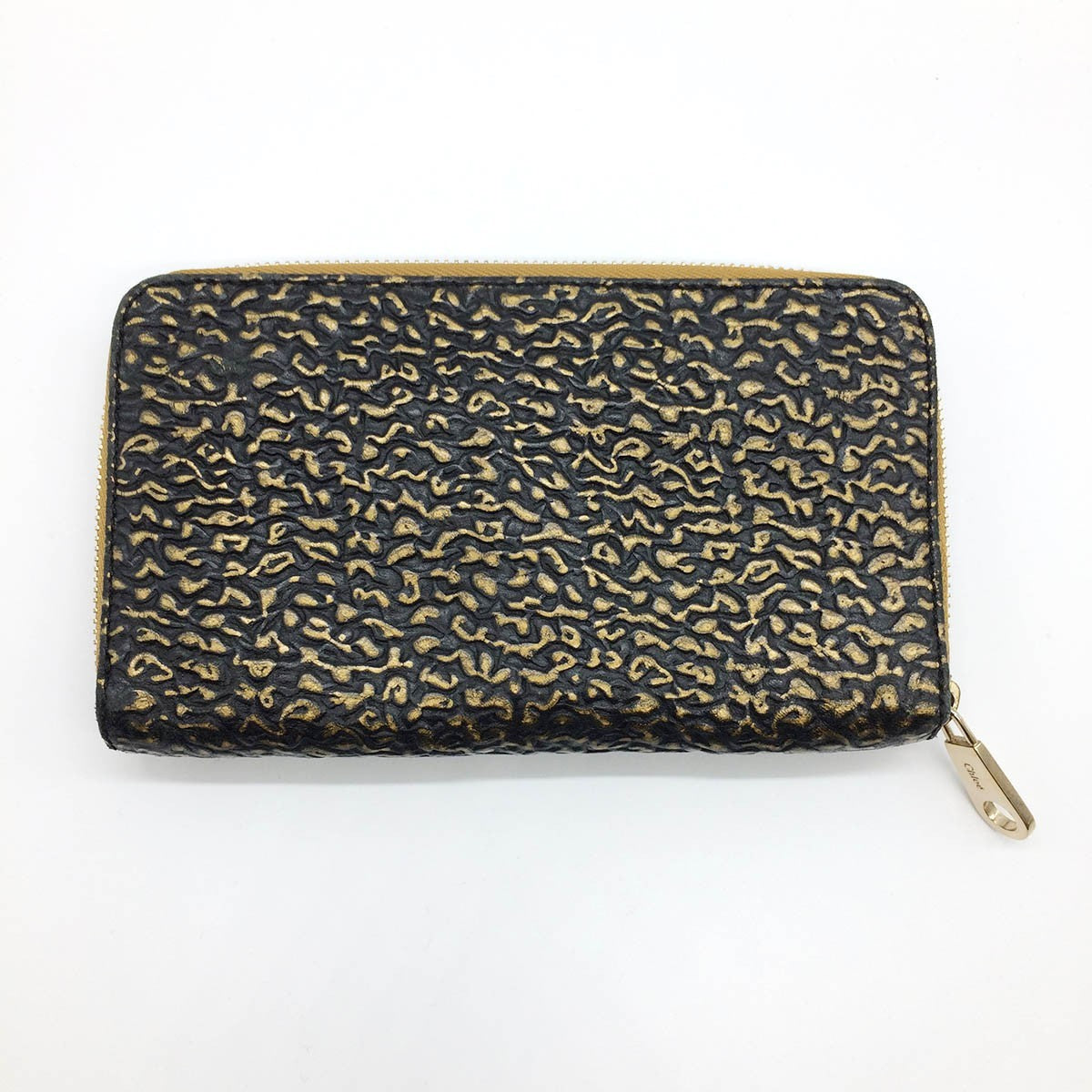 Chloe Lily Long Wallet with Zip-Around Ribbon and Leather in Black and Gold