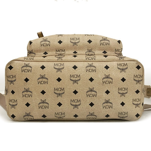 MCM Backpack/Daypack Bag in Visetos Studded Leather Beige for Women, Perfect for School
