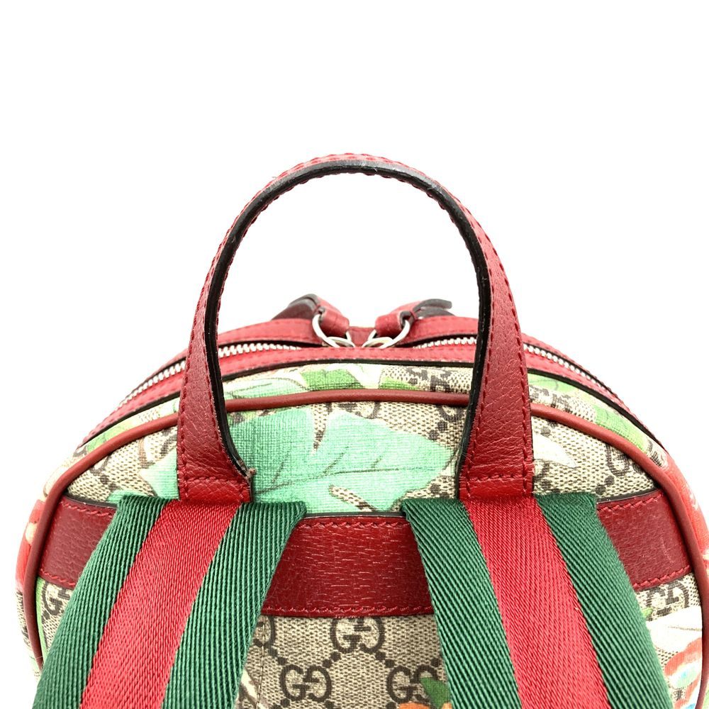 Gucci 2016 Spring/Summer Tian 427042 Backpack/Daypack, Bird and Flower Design, Multicolor, Green/Yellow/Red, GG Supreme Canvas/Leather