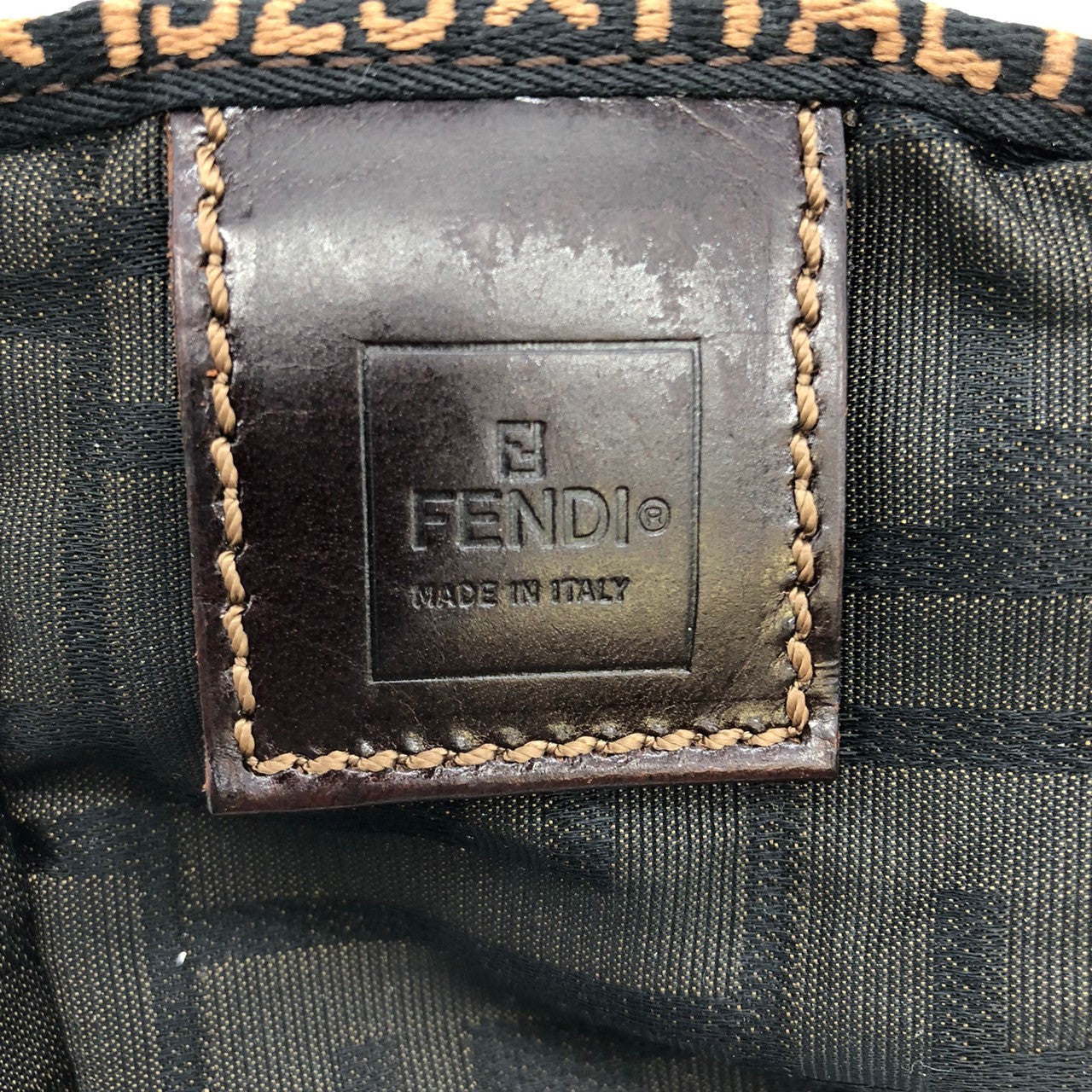 Fendi 2241-26539-098 Pouch Khaki/Brown Nylon/Leather