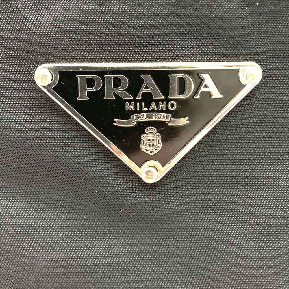 Prada handbag tote bag with triangle logo in nylon/leather, black