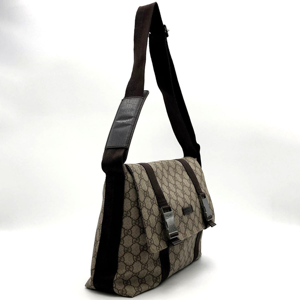 Gucci 122373 GG Supreme Messenger Shoulder Bag, Brown
