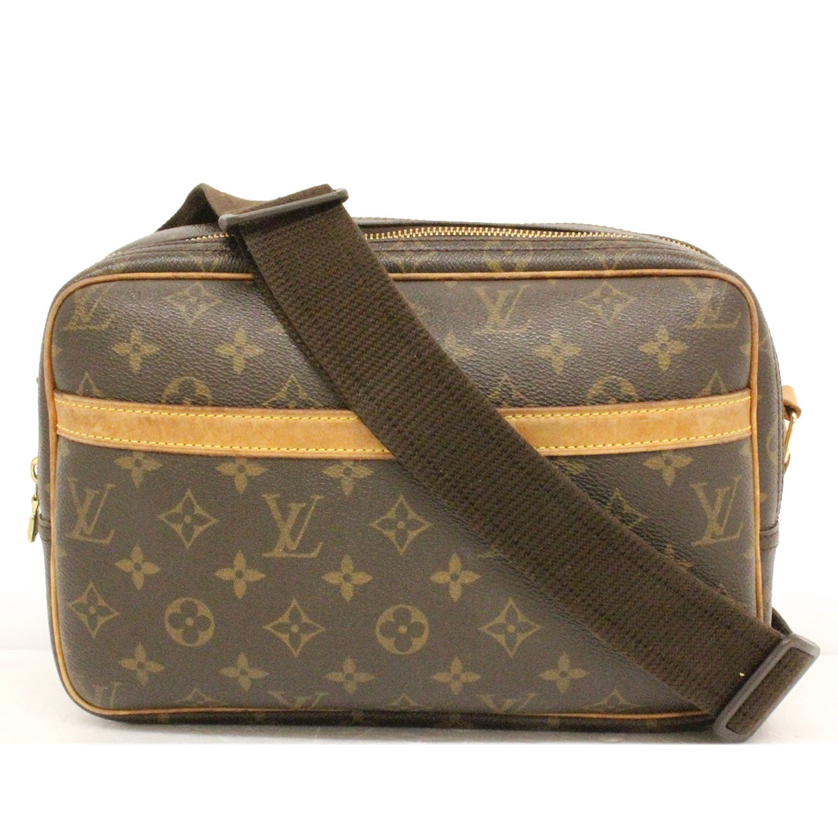 Louis Vuitton M45254 Reporter PM Monogram Shoulder Bag in Brown PVC