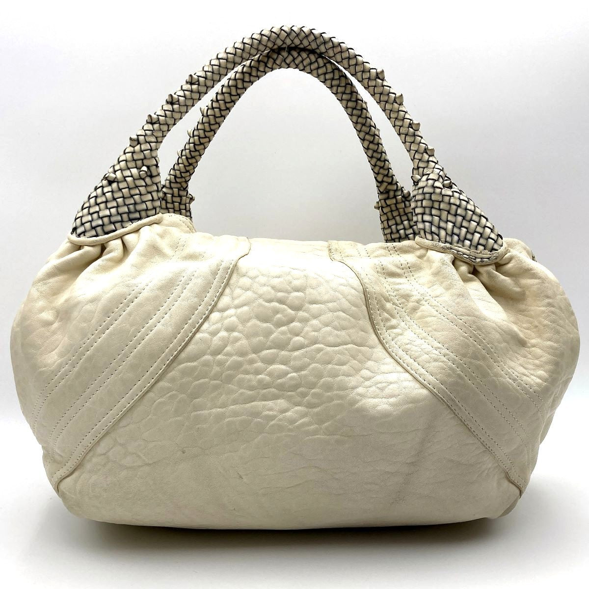 Fendi 8BR511 Spy Bag Handbag in Beige, Ivory, and White