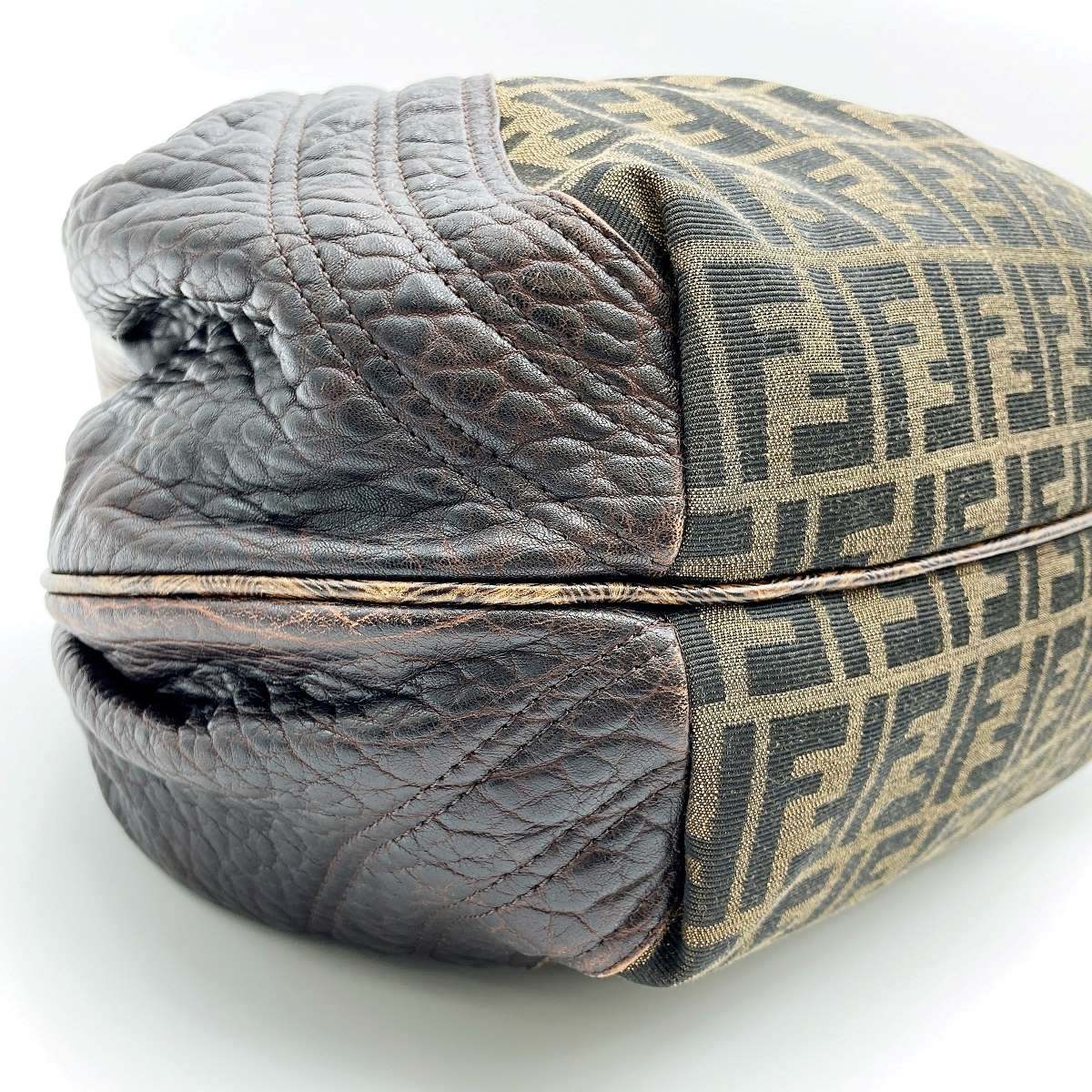 Fendi 8BR511 Spy Bag Handbag in Vintage Zucca Canvas and Leather, Brown