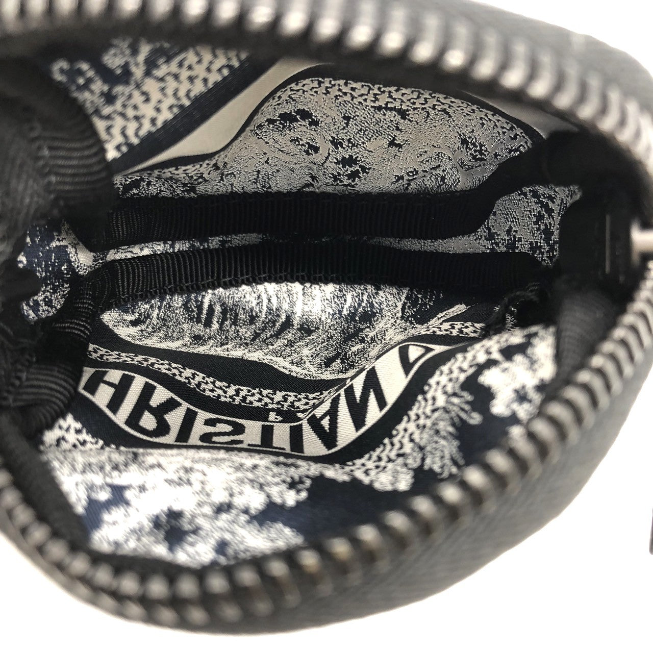 Christian Dior coin case in white/blue with tiger print on fabric