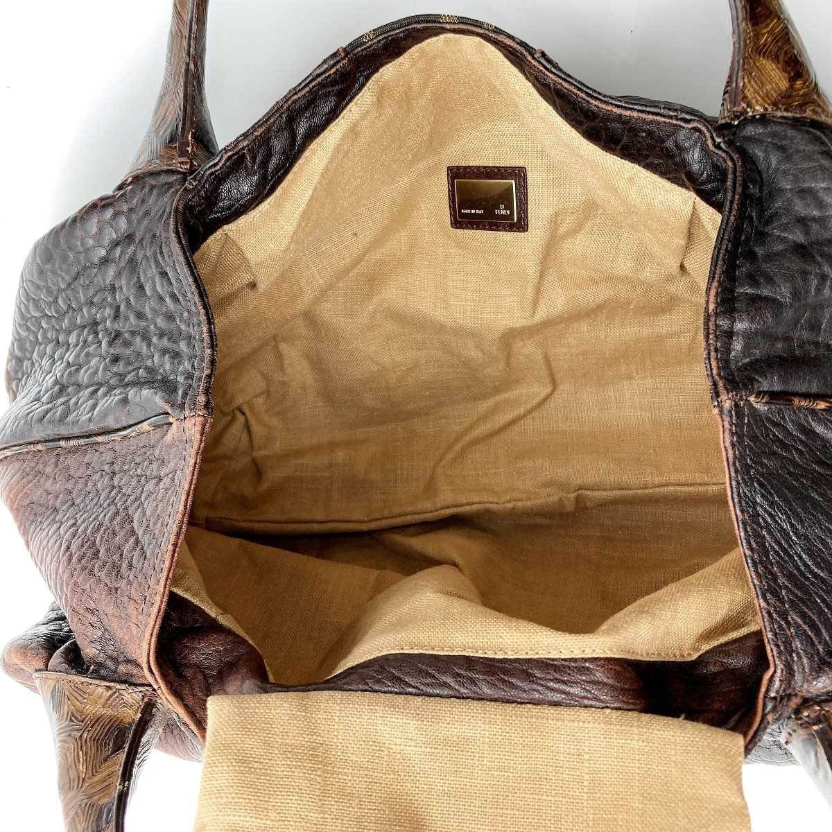 Fendi 8BR511 Spy Bag Handbag in Vintage Zucca Canvas and Leather, Brown
