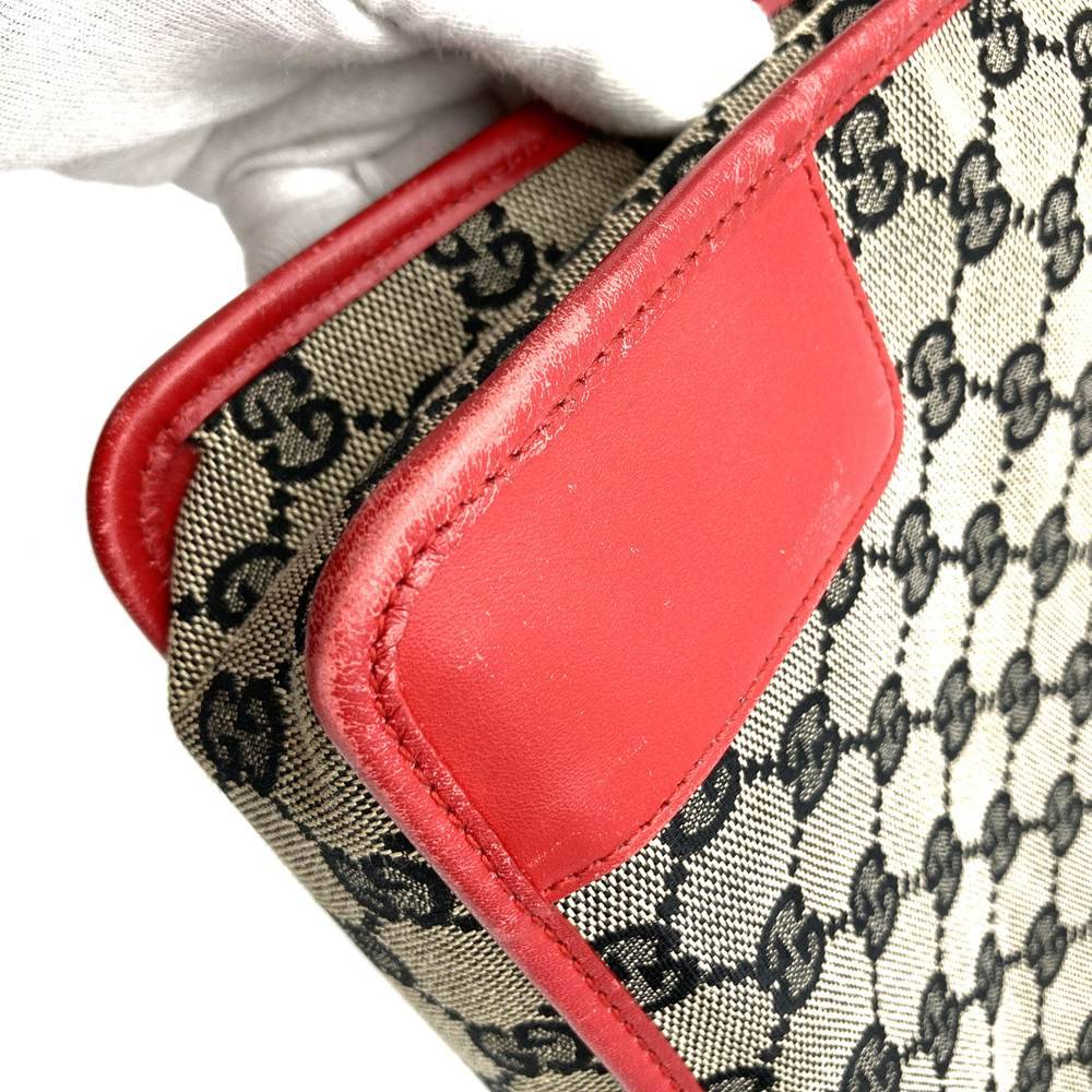 Gucci 001 4205 Shoulder Bag Brown/Red Brown/GG Canvas/Leather Brand Item Used