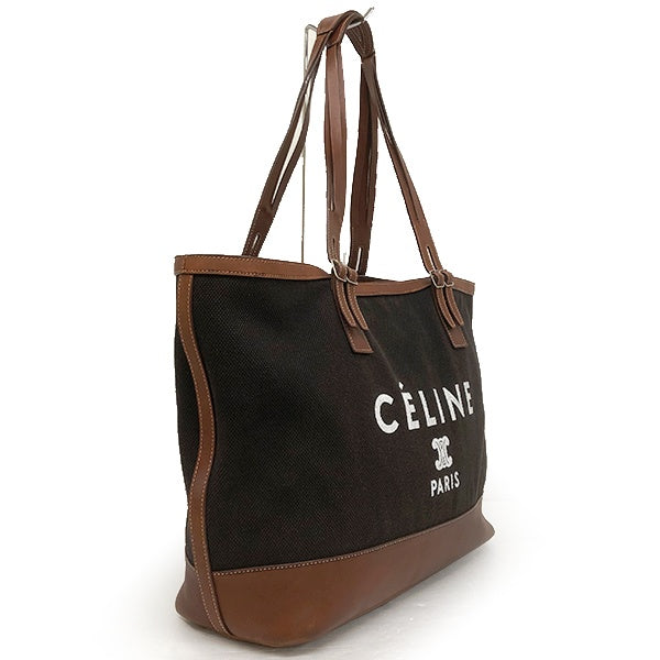 Celine S-SN-1120/S-PA-1011 Tote Bag Shoulder Bag Canvas/Leather Black/Brown