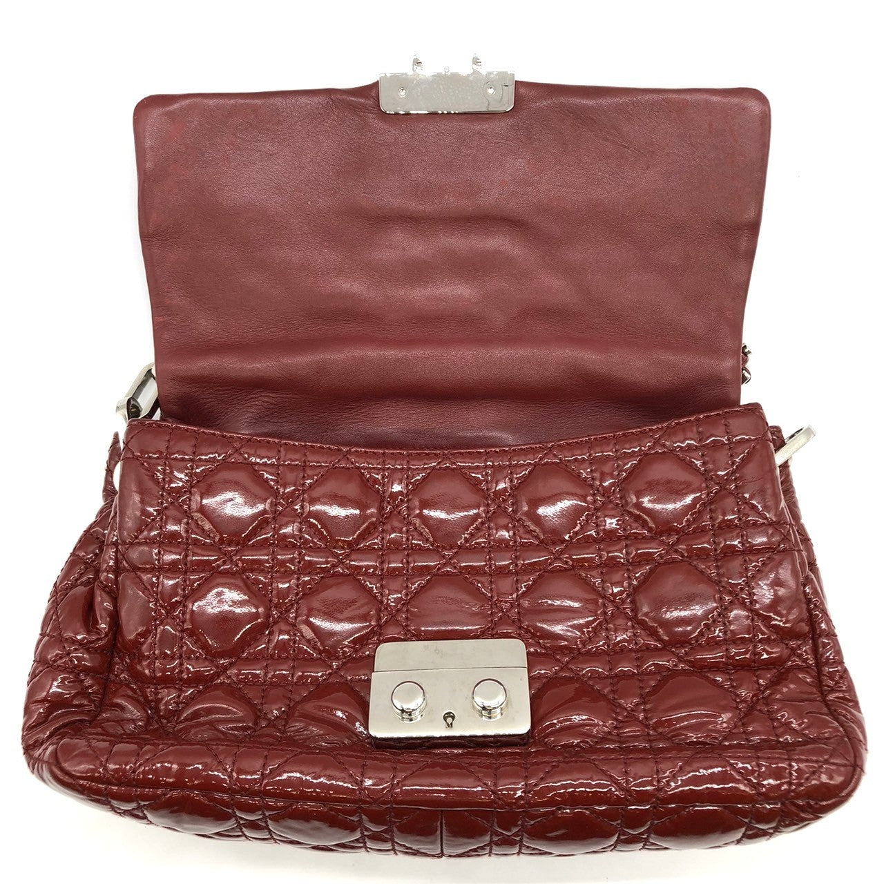 Dior Cannage Chain Shoulder Bag Handbag in Red Enamel/Leather