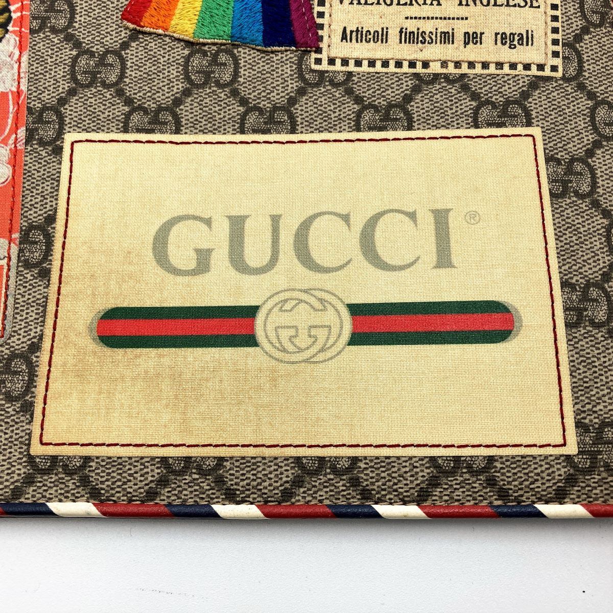 Gucci 473915 Courier Clutch Bag with GG Supreme Multi-Patch PVC in Multicolor