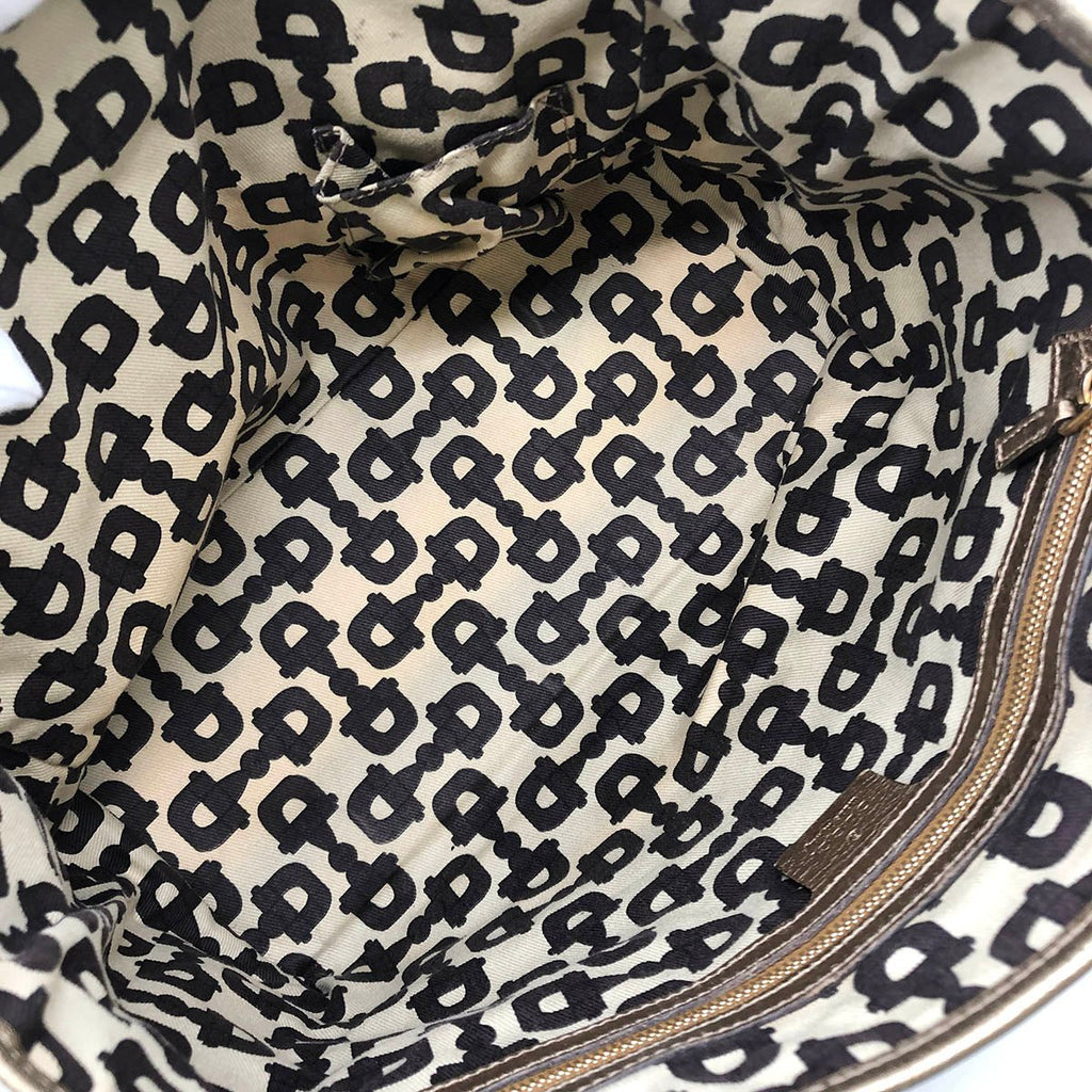 Gucci 137396 Tote Bag in GG Canvas with Heart Charm, Brown and Gold