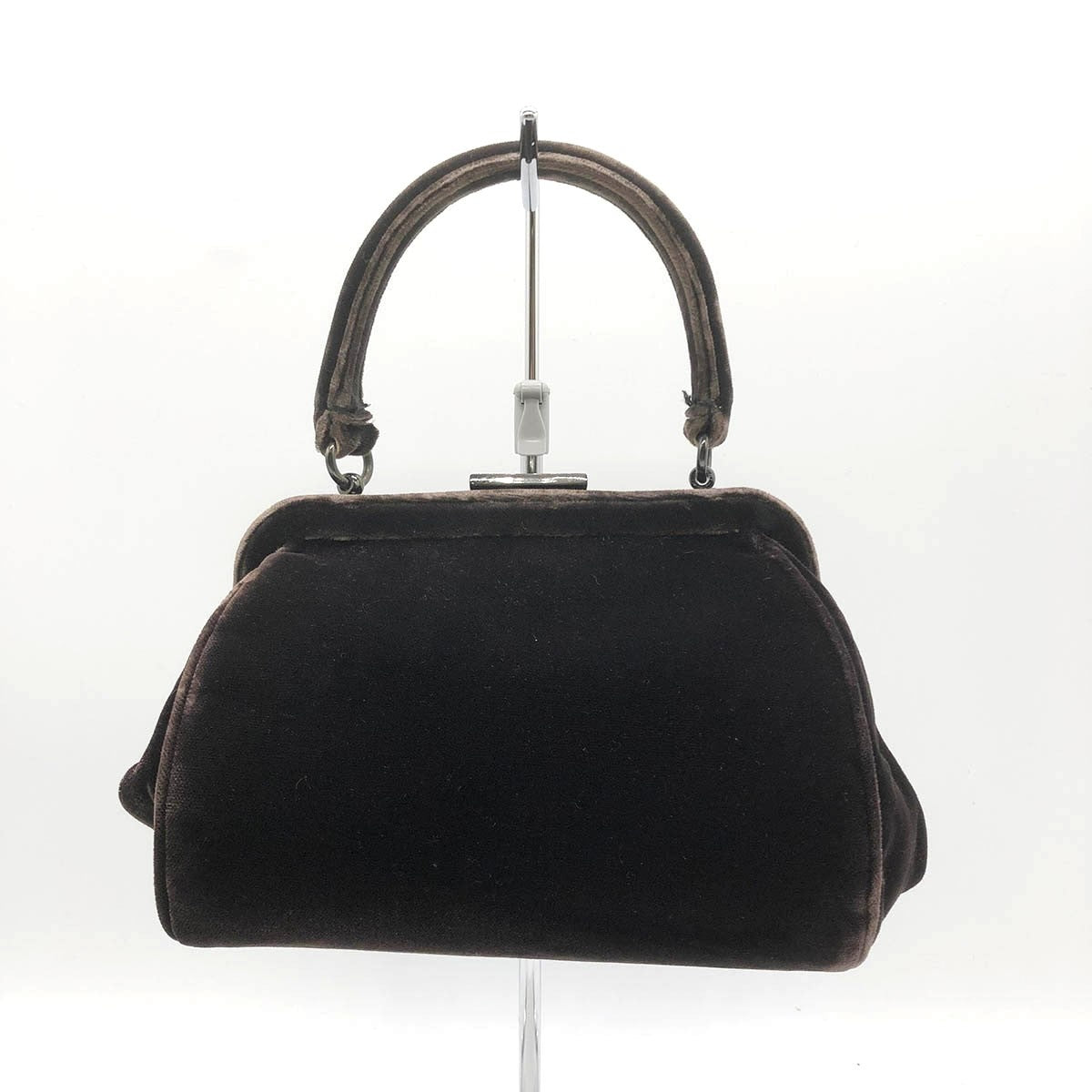 Prada handbag, brown velour with clasp closure